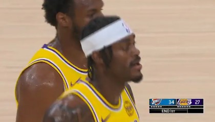 v站体育-东詹里缺阵湖人首节仅落后雷霆7分，此前全出战落后雷霆23分